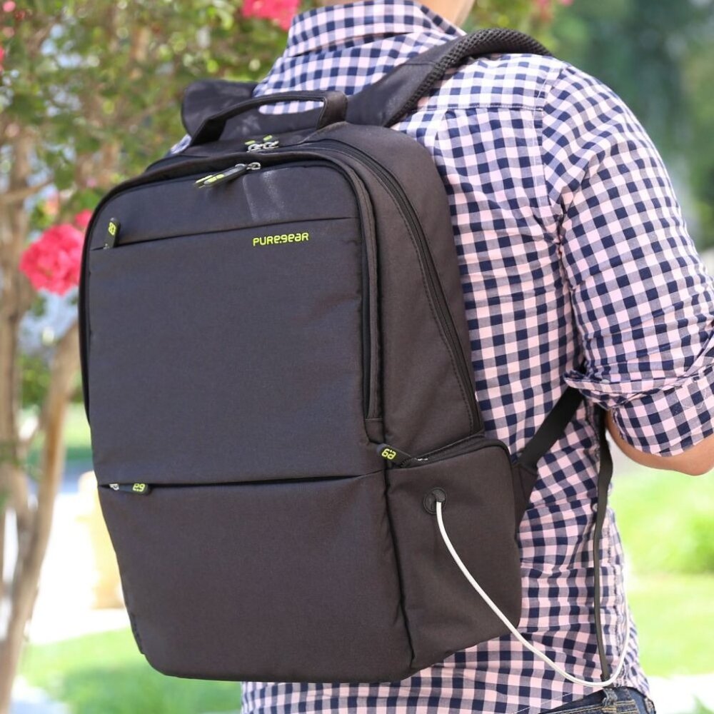 PureGear 17" Backpack Charcoal Gray Weather-Resistant 15 inch Laptop Sleeve
